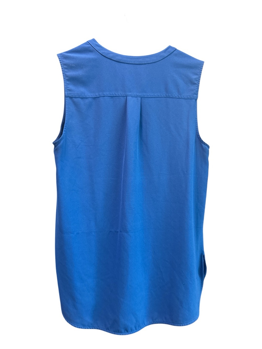 Women's Royal Blue Sleeveless Zip Neck Blouse High Low Hem Medium - Picture 5 of 5